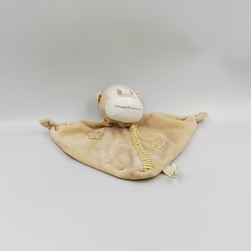 Doudou plat singe beige - , blanc