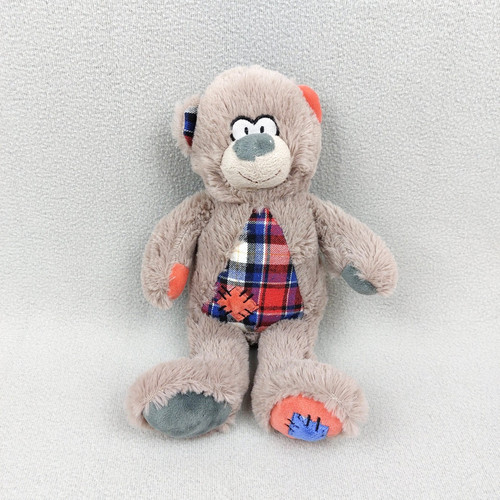 Peluche ours beige gris tissu