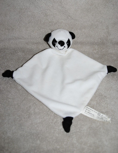 Doudou plat panda - blanc, noir
